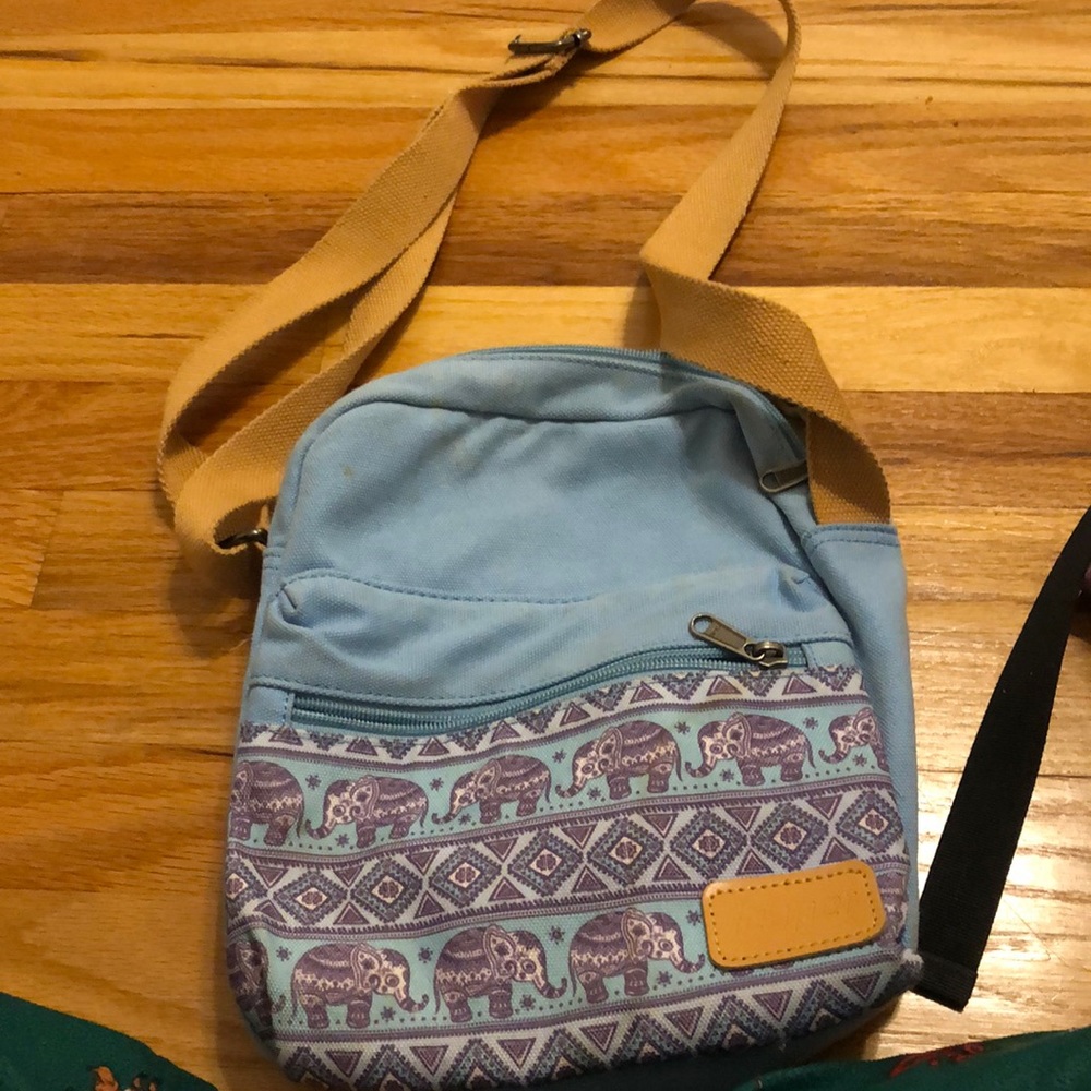 Leaper Blue and Purple Elephant Covered Satchel